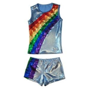 obersee rainbow arc leotard and shorts set